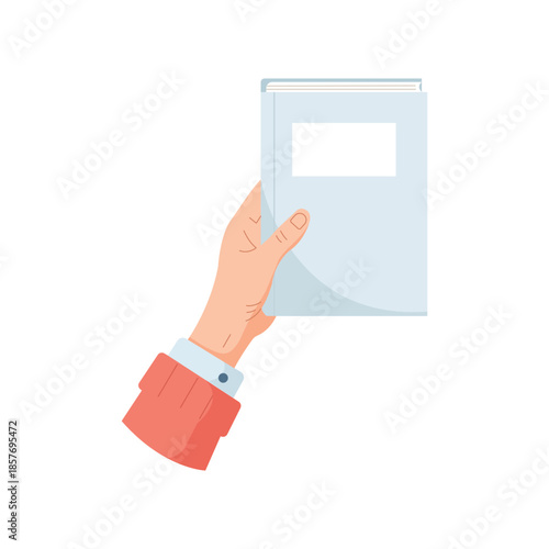 Hand Holding Book Flat Vector Illustration Isolated on White Background