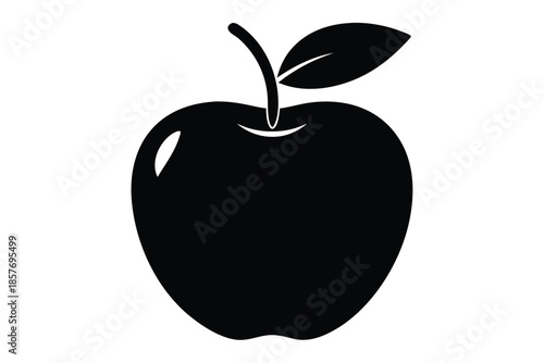 apple silhouette line art vector illustration
