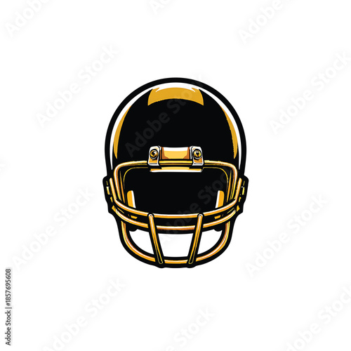 Stylized black and yellow american football helmet isolated on a clean white background isolated on white background, Vector, illustration