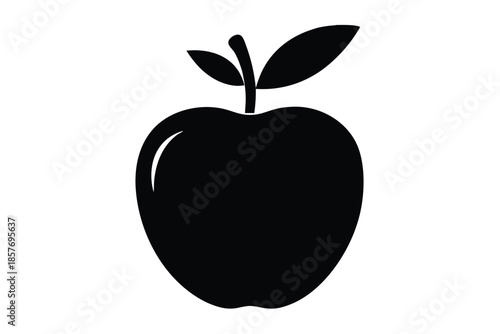 apple silhouette line art vector illustration