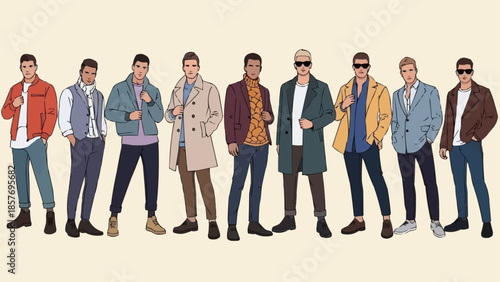 Diverse Mens Fashion - A Stylish Group of Male Models.