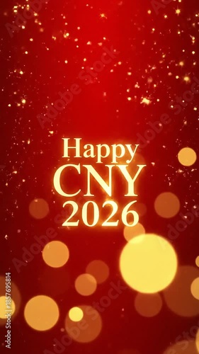 Celebrate the Year of the Horse with a Joyful Chinese New Year 2026 Greeting! Vibrant Red Background with Golden Bokeh for Festive CNY Wishes
