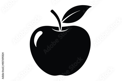 apple silhouette line art vector illustration