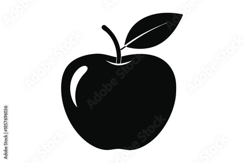 apple silhouette line art vector illustration