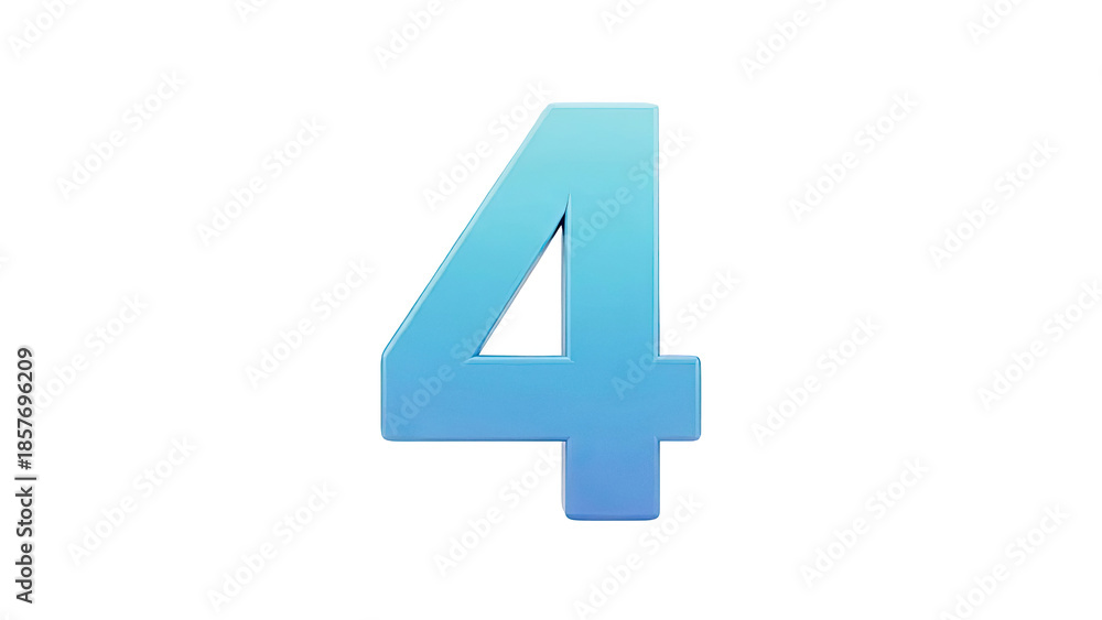 Obraz premium Number 4 with blue gradient transparent background