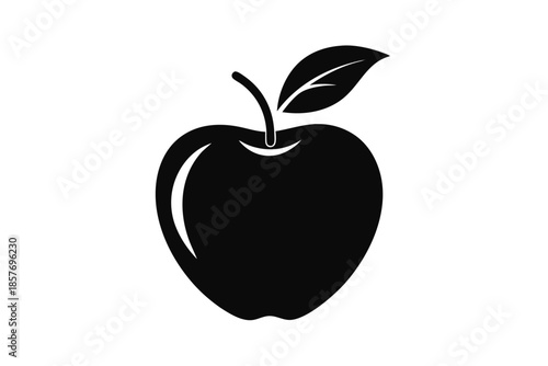 apple silhouette line art vector illustration
