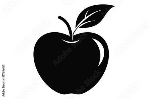 apple silhouette line art vector illustration