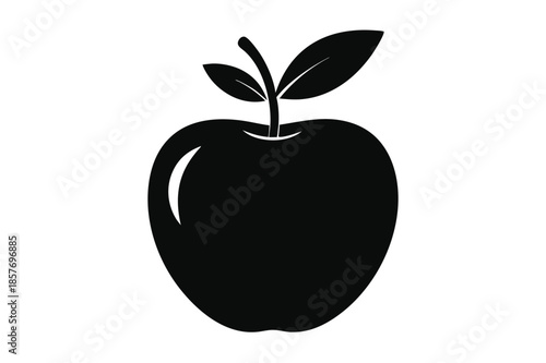 apple silhouette line art vector illustration