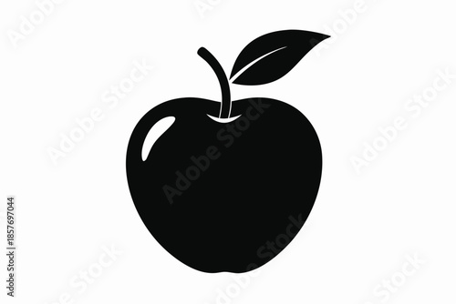 apple silhouette line art vector illustration