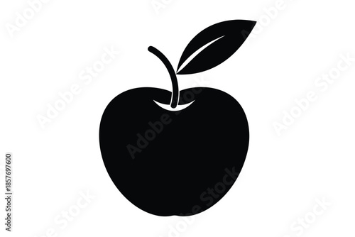 apple silhouette line art vector illustration
