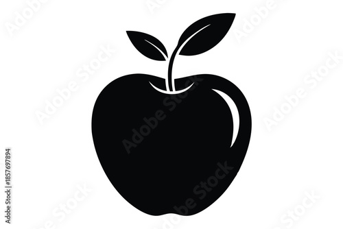 apple silhouette line art vector illustration