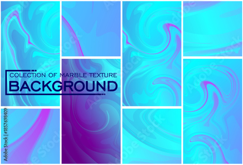 ​A stunning collection of liquid marble backgrounds featuring vibrant blue and purple gradients with elegant, fluid swirls and artistic waves