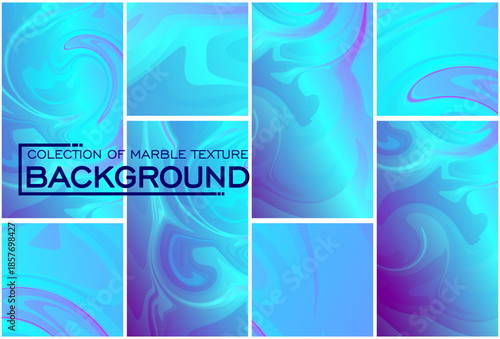 ​A stunning collection of liquid marble backgrounds featuring vibrant blue and purple gradients with elegant, fluid swirls and artistic waves