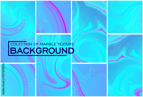 ​A stunning collection of liquid marble backgrounds featuring vibrant blue and purple gradients with elegant, fluid swirls and artistic waves
