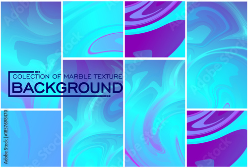 ​A stunning collection of liquid marble backgrounds featuring vibrant blue and purple gradients with elegant, fluid swirls and artistic waves