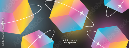 Abstract Colorful Gradient Background with Geometric Shapes and Depth