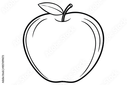 apple silhouette line art vector illustration