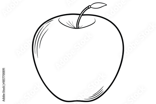 apple silhouette line art vector illustration
