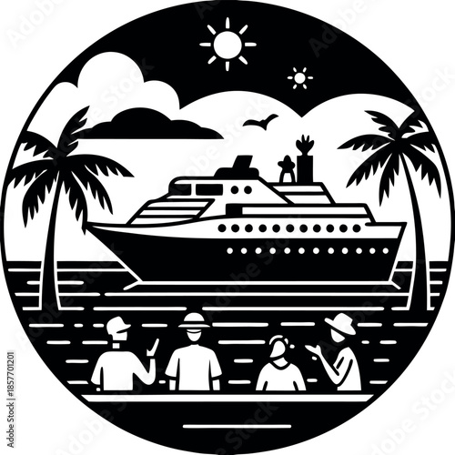 Topical island with boat 