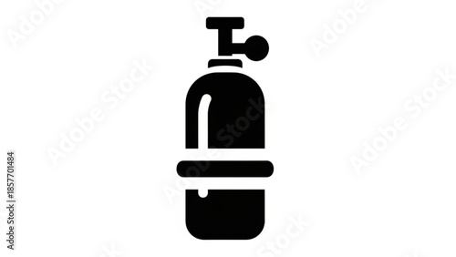 A simple black icon of a soap dispenser on a white background viewed from the front