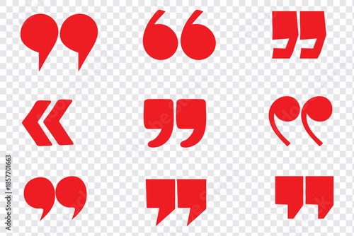 Quote right icon set. Double quotation symbol. Discussion dialog remark open and close quote sign. Filled and outlined style