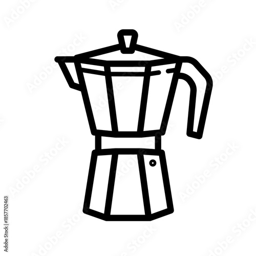 Moka pot - italian coffee maker line art - vector icon