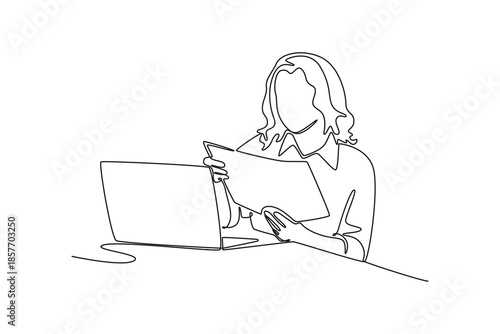 documents checking financial. Financial Planning. Growing family life stage concept. Single line draw design. Vector graphic illustration