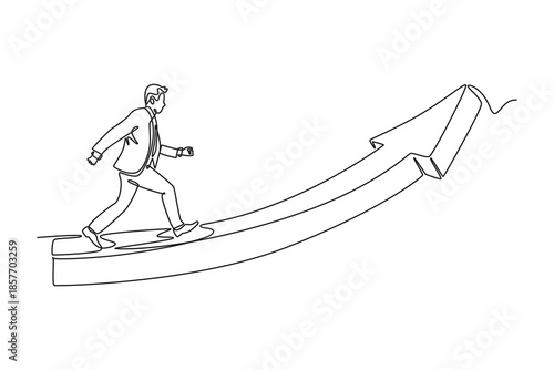 Financial and growth job. Time Management. Growing family life stage concept. Single line draw design. Vector graphic illustration