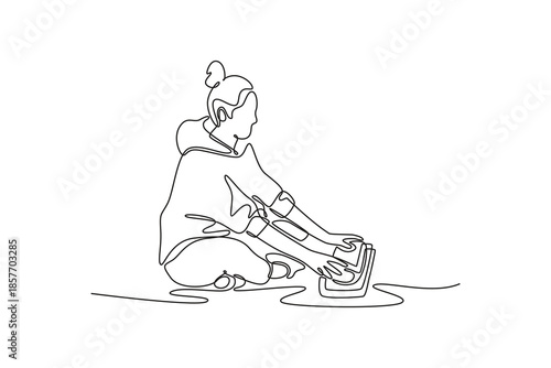 Home Organization. Growing family life stage concept. Single line draw design. Vector graphic illustration