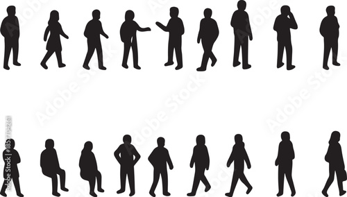 Vector collection set of individual people silhouettes