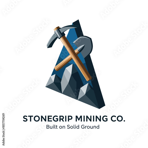 Mining Company Logo with Pickaxe Symbol.