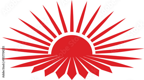Red sunburst with sharp rays symbol