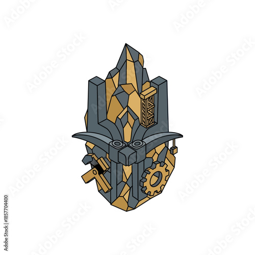 Futuristic Robot Head Mechanical Design Concept.