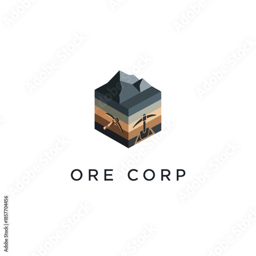 Ore Corp 3D Logo Design Element.