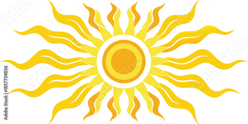 Stylized sun with yellow and orange wavy rays