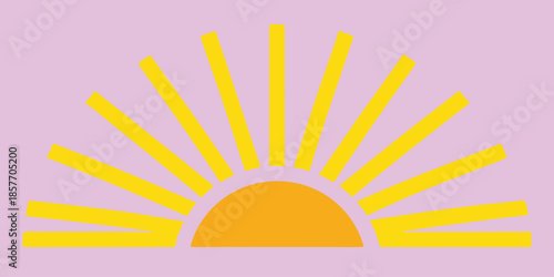 Yellow sunburst on lavender background sunrise sunset