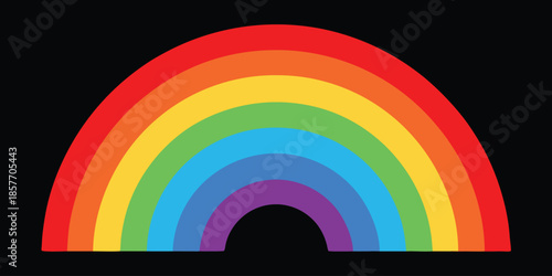 Colorful rainbow arc against black background spectrum