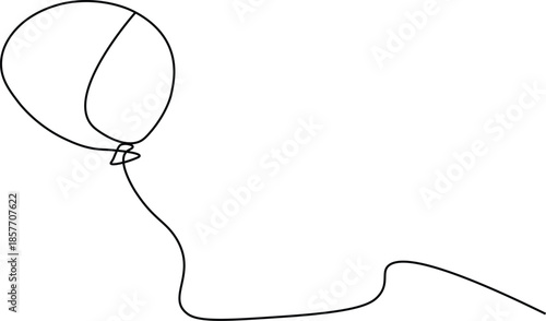 Single Continuous Line Drawing of a Balloon for Birthday Party and Festive Celebration