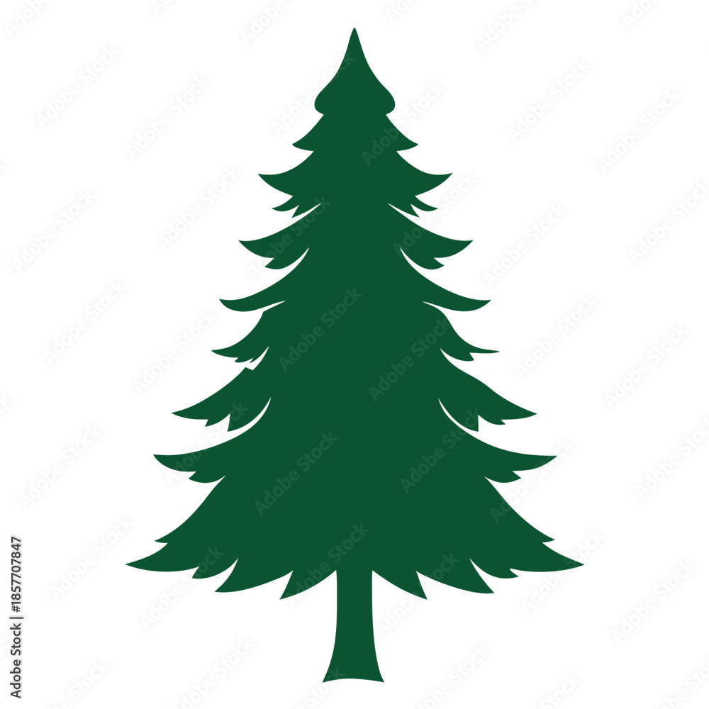 Obraz premium Fir-silhouette-vector-with-white-background