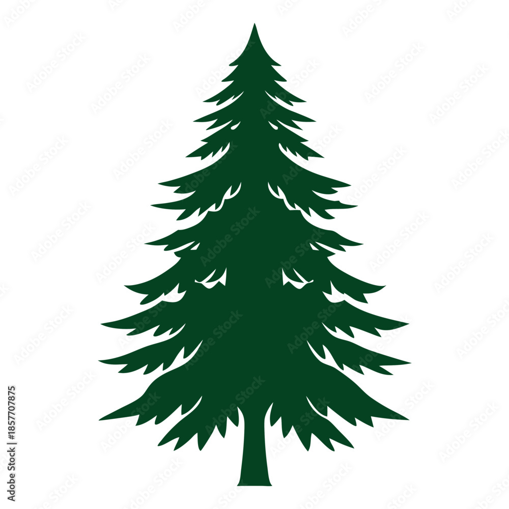 Obraz premium Fir-silhouette-vector-with-white-background 