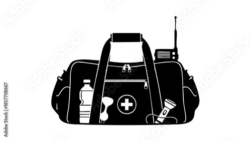 Emergency bag containing essential items for survival