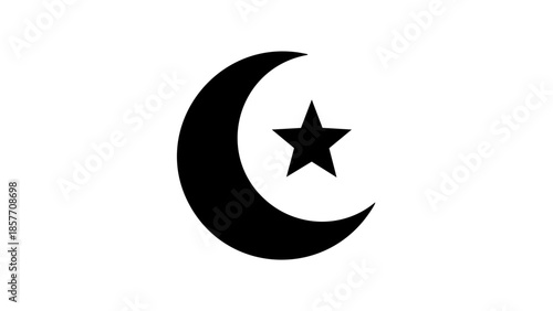 Islamic symbol of a crescent moon and star on the flag