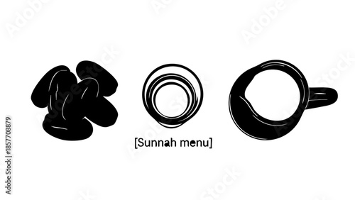 A close-up image of a sunnah menu, featuring dates and coffee