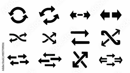 Set of Black Arrow Icons for Web Design and Applications.