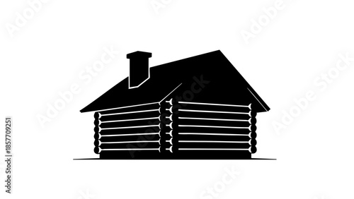 Silhouette of a cozy log cabin, showcasing the charm of rustic architecture