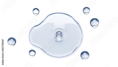 Photos Water puddle and drops PNG isolated on transparent background, clear liquid spil