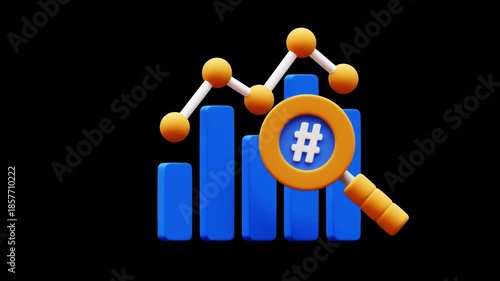 Hashtag looping animation, transparent background. Best for Data analysis presentations..