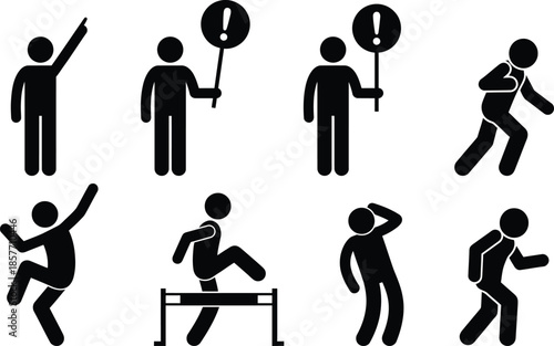 Athletes performing various sports actions