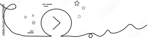 Continuous One Line Drawing of a Next Navigation Pointer and Arrowhead Symbol with Abstract Curls, Minimalist Interface Direction Icon Vector