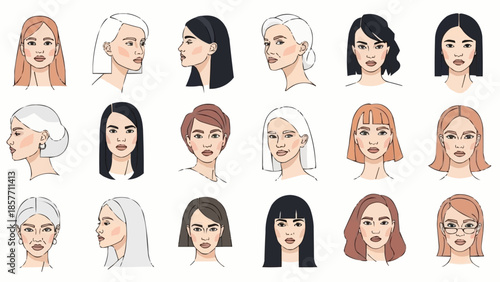 Diverse Women Portraits - A Collection of Unique Facial Expressions.